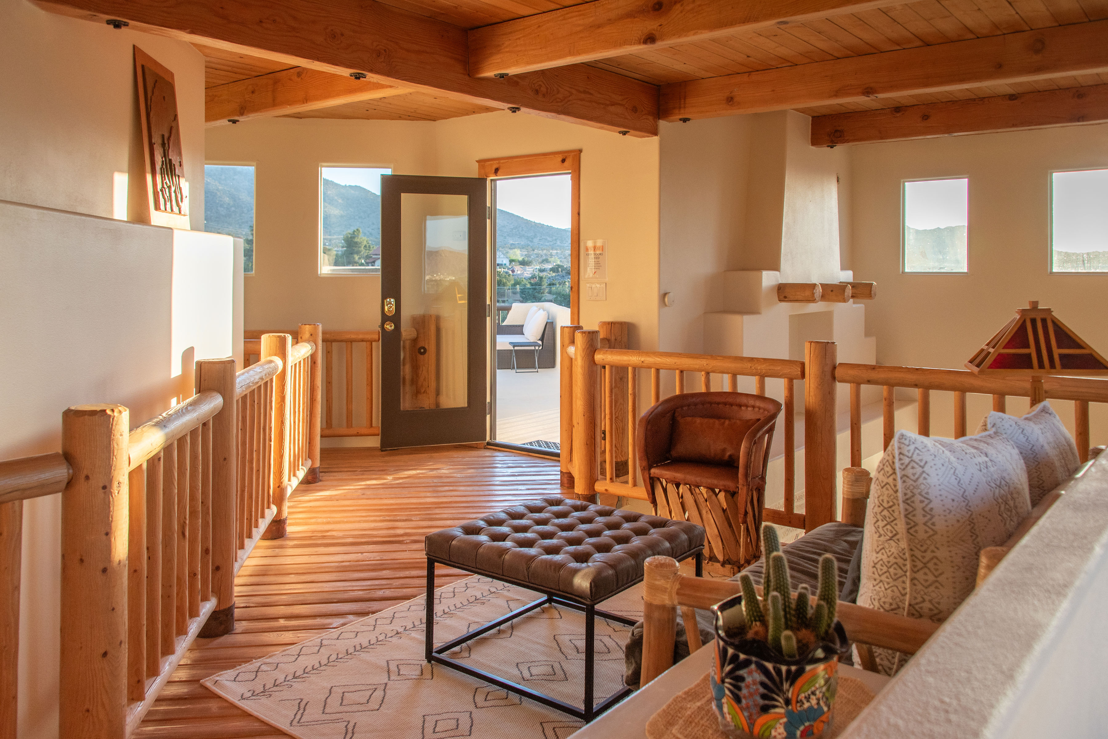 Cozy loft room with mountain views